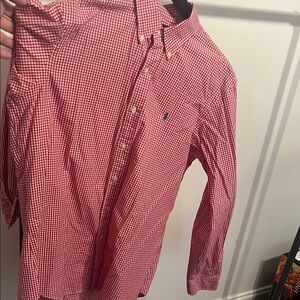 Men's Ralph Lauren Red Checkered Shirt - Custom Fit - Size large
